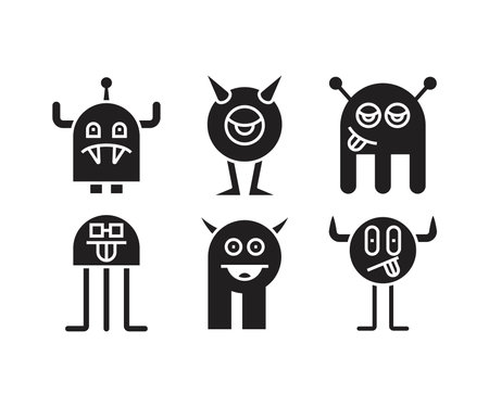 funny monster character icons setのイラスト素材