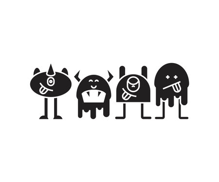 funny monster character icons setのイラスト素材
