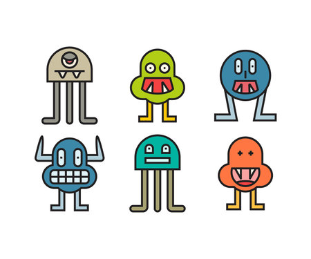 cute monster characters vector illustrationのイラスト素材
