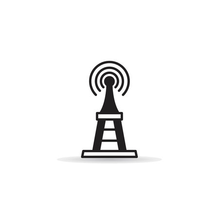communication and network tower icon on white backgroundのイラスト素材