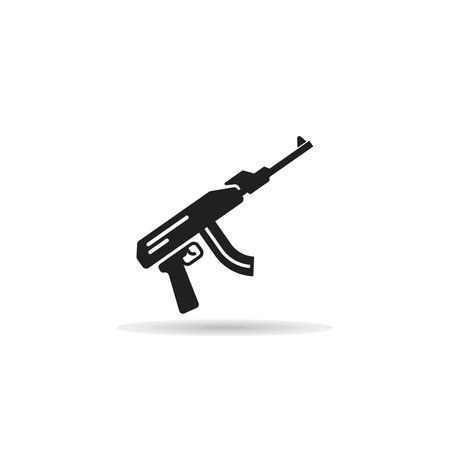 machine gun weapon iconのイラスト素材