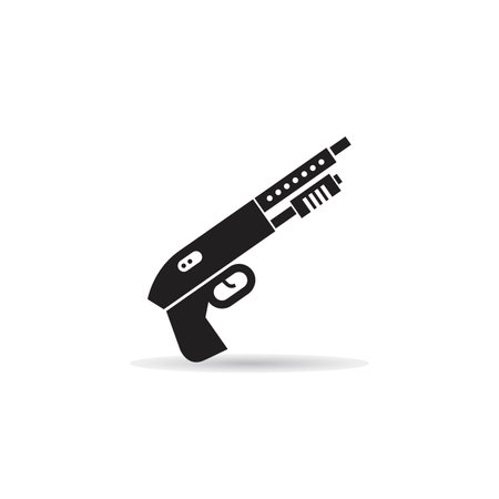 Gun icon in flat style. Gun vector illustration on white isolated background.のイラスト素材