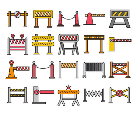 barrier and checkpoint icons setのイラスト素材