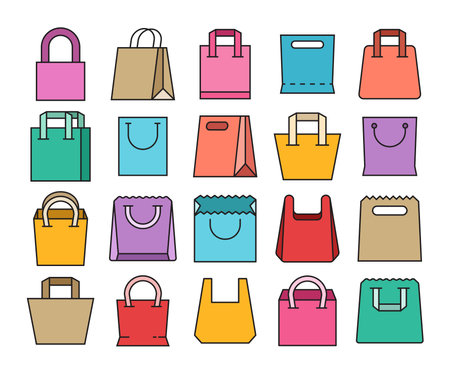 shopping bag icons set illustrationのイラスト素材