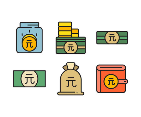 renminbi currency money icons set vector illustrationのイラスト素材