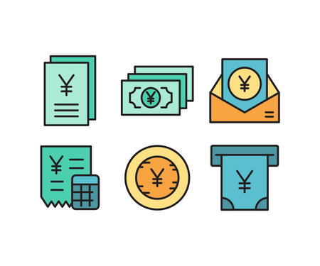 yuan money icons set illustrationのイラスト素材