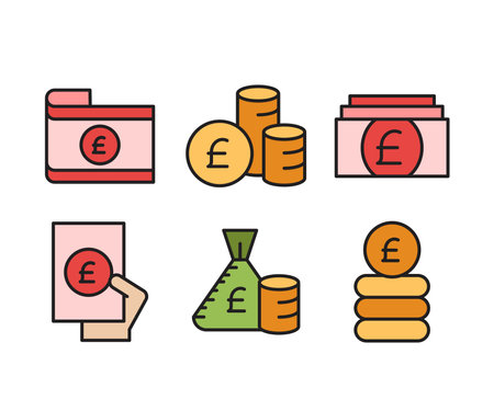 pound money icons set vector illustrationのイラスト素材