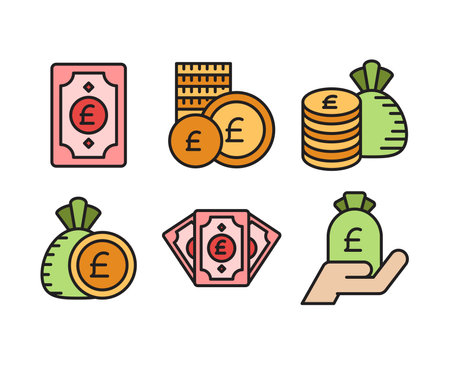 pound currency money icons setのイラスト素材
