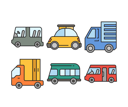 Transport icons set. Car, bus, truck, car, bus, train, bus. Transport concept. Can be used for topics like transport, logistics, logisticsのイラスト素材
