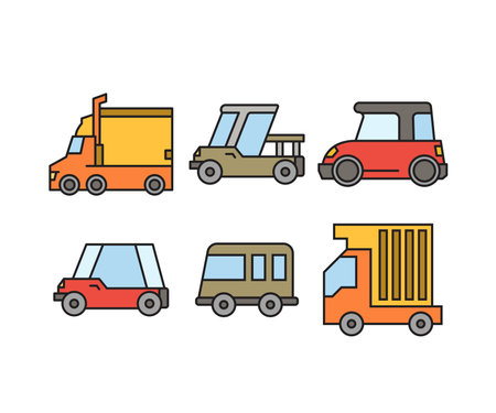 Set of icons of different vehicles. Vector illustration in flat style.のイラスト素材