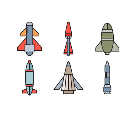 Rocket icons set. Flat illustration of rocket vector icons for web designのイラスト素材