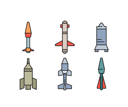 Rocket icons set. Flat vector illustration of rocket icons for web designのイラスト素材