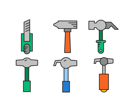 claw hammer and cutter icons setのイラスト素材