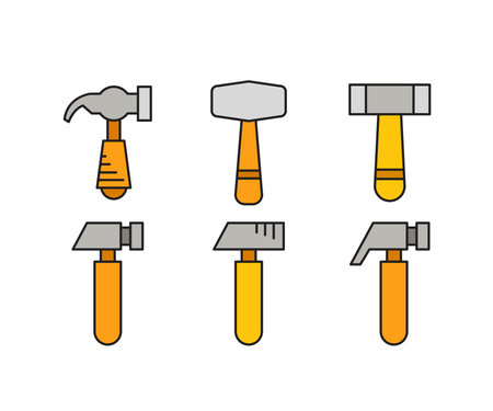 claw hammer and mallet icons set vectorのイラスト素材