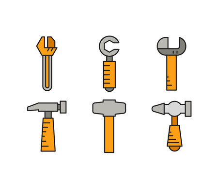 hammer and wrench tool icons setのイラスト素材