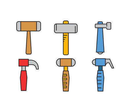 claw hammer and mallet icons set vectorのイラスト素材