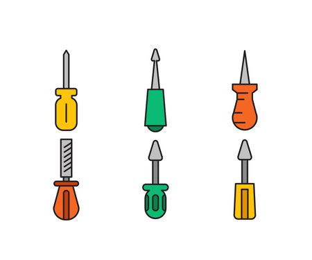 screwdriver and rasp tool icons setのイラスト素材