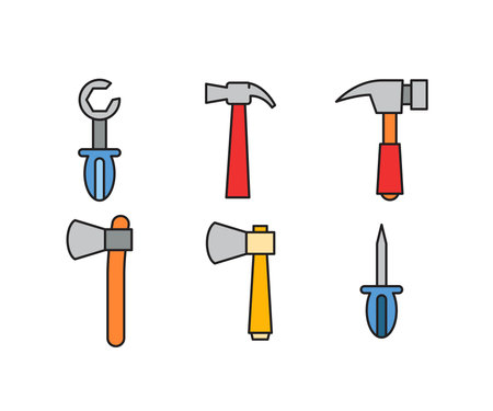 axe, wrench and hammer icons setのイラスト素材