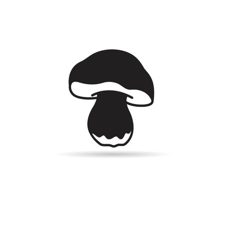 mushroom icon on white background with shadow. vector illustration.のイラスト素材