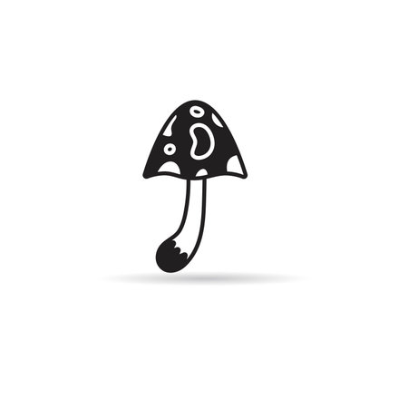 mushroom icon on white background with shadow vector illustratonのイラスト素材
