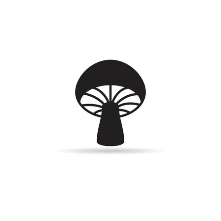 mushroom icon on white background with shadow. vector illustration.のイラスト素材