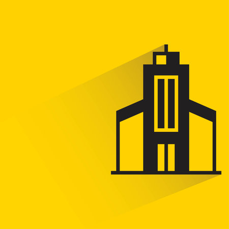 office building with shadow on yellow backgroundのイラスト素材