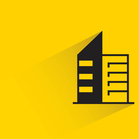 building tower with shadow on yellow backgroundのイラスト素材