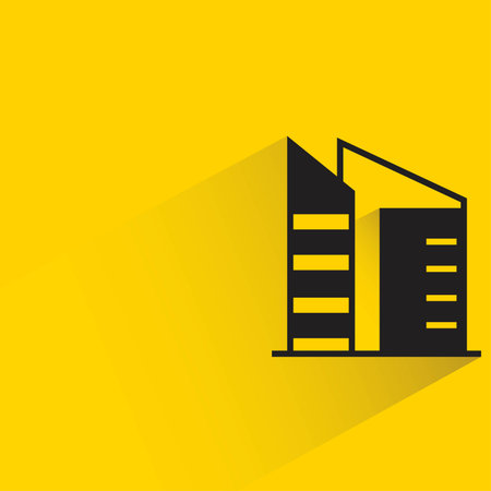 office building with shadow on yellow backgroundのイラスト素材