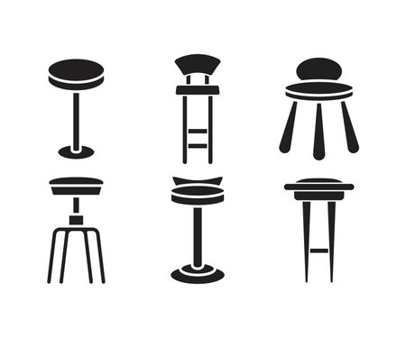 bar stool and chair icons set illustrationのイラスト素材