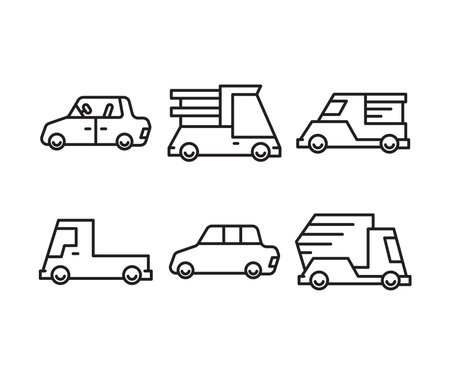 set of car icons line illustrationのイラスト素材