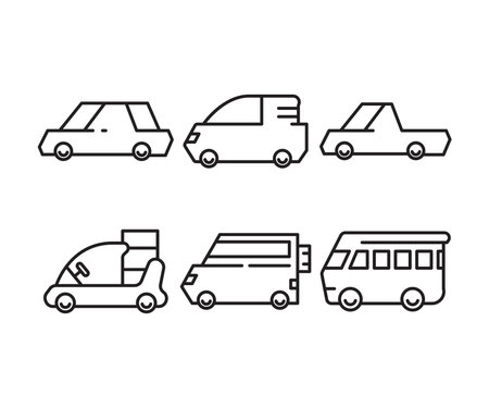 set of car icons line illustrationのイラスト素材