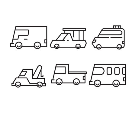 set of car icons line illustrationのイラスト素材