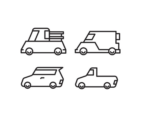 set of car icons line illustrationのイラスト素材