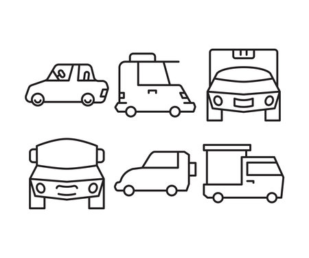 set of car icons line illustrationのイラスト素材