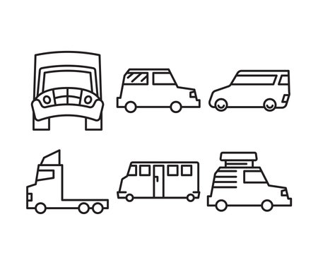 set of car icons line illustrationのイラスト素材