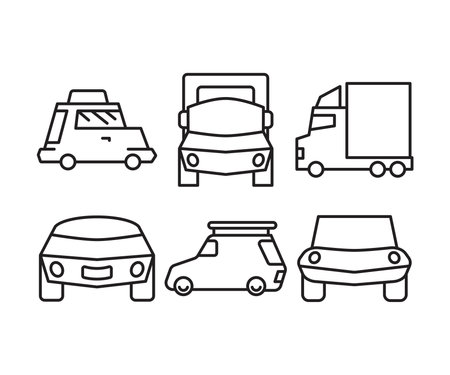 set of car icons line illustrationのイラスト素材