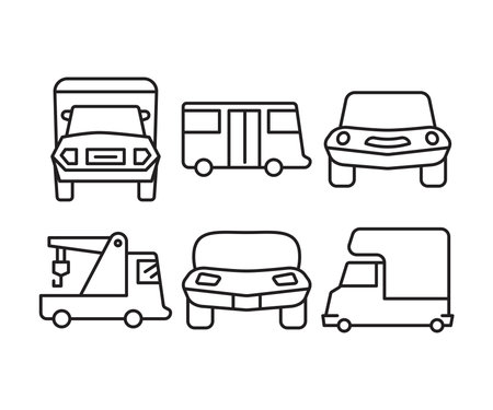 set of car icons line illustrationのイラスト素材