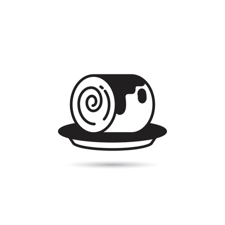 roll cake icon on white backgroundのイラスト素材