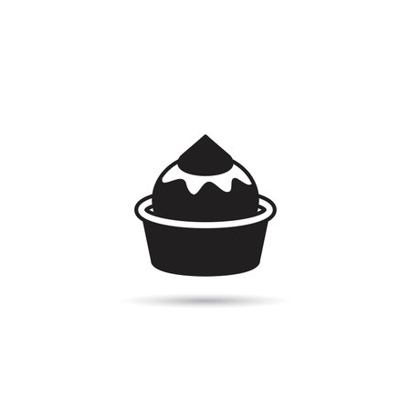 Birthday cake icon on white background with shadowのイラスト素材