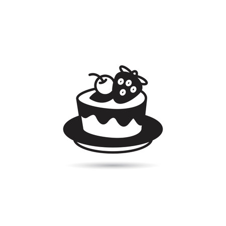 Piece of cake icon on white backgroundのイラスト素材
