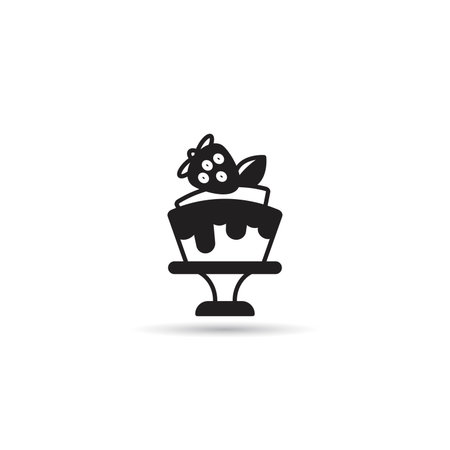 Chocolate cake icon on white background with shadowのイラスト素材
