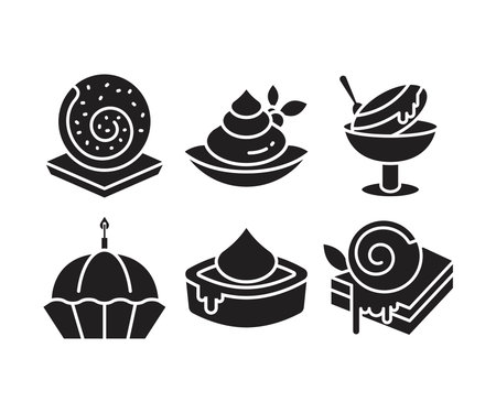 dessert and bakery icons setのイラスト素材