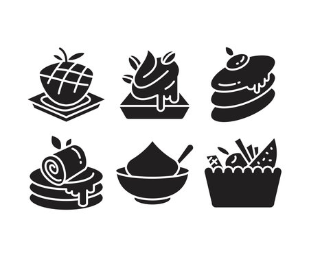 cake, sweets and dessert icons setのイラスト素材