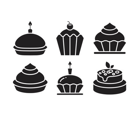 cake, sweets and dessert icons setのイラスト素材