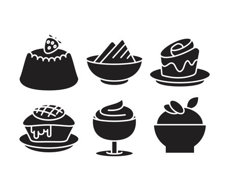 cake, sweets and dessert icons setのイラスト素材