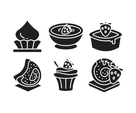 cake, sweets and dessert icons setのイラスト素材
