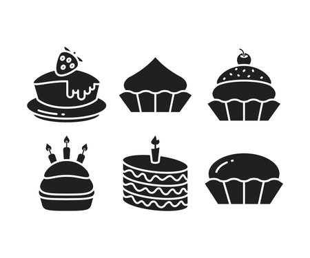 dessert and cake icons setのイラスト素材