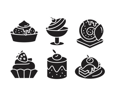 dessert and cake icons setのイラスト素材