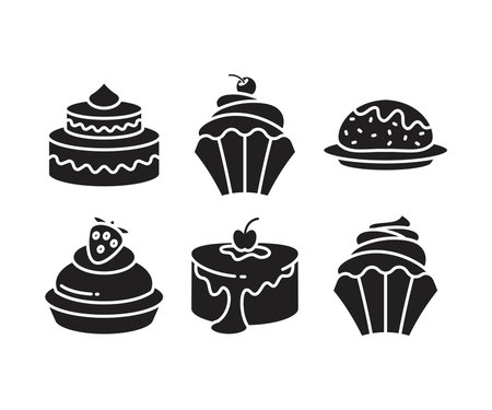 dessert and cake icons setのイラスト素材