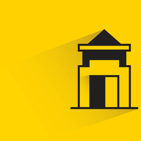 house building on yellow backgroundのイラスト素材